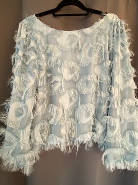 VENUS Pale Blue Fringe Blouse